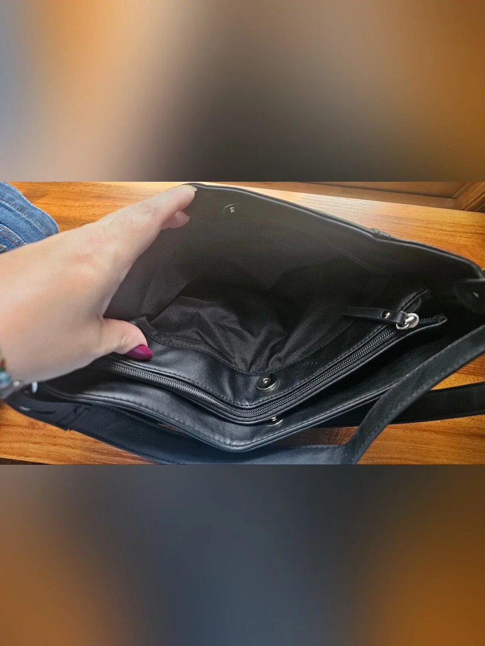 Kim Rodgers Black Faux Leather Hobo Shoulder Bag